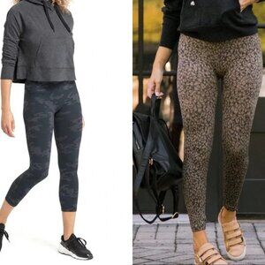 Lot of 2 Spanx Leggings Women's Size Small Look At Me Now Camo Leopard Capri